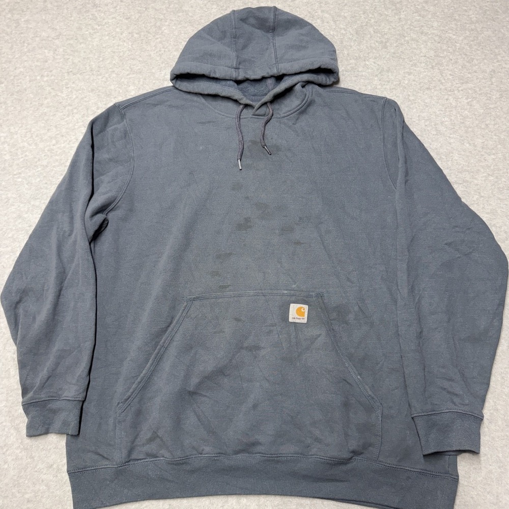 Carhartt Hoodie Mens XL Gray Original Fit Fleece Pullover Sweatshirt Logo K121